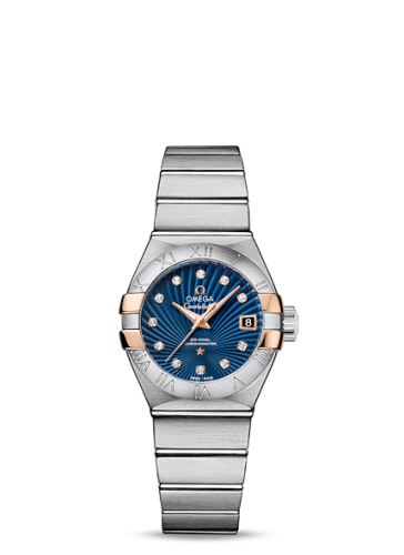 Omega Constellation Co-Axial 27 Brushed Stainless Steel / Red Gold Claws / Blue Supernova
